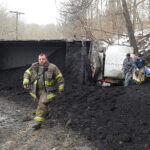 spilled coal on the road